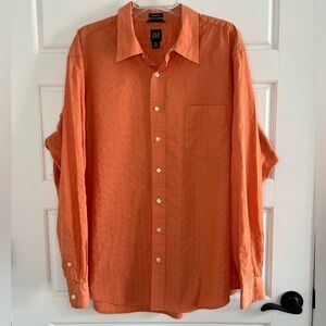 Gap Men’s Classic Fit Orange Button Up Shirt Subtle Stripes 100% Size XXL Preppy